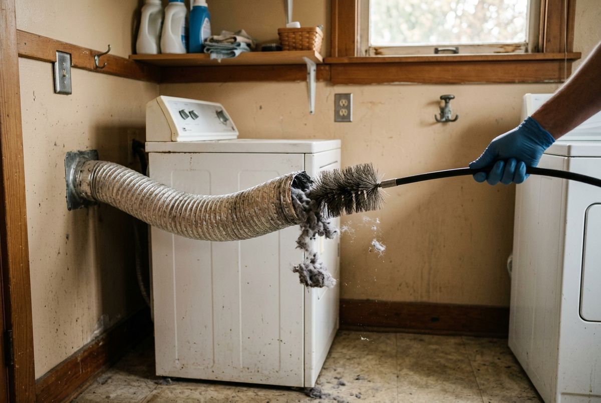 Dryer Vent Cleaning technician at work