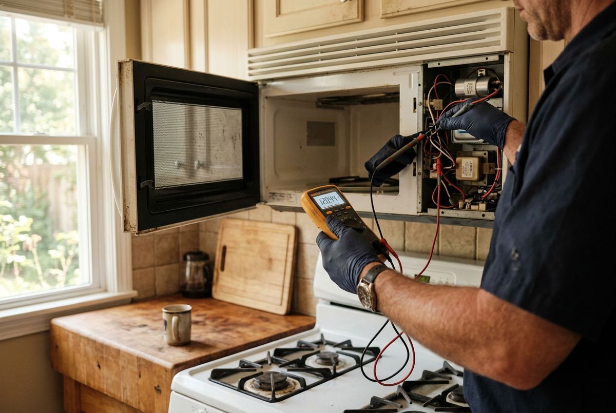 Microwave Repair technician at work